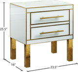 Gigi Contemporary Side Table with Gold Stainless Steel Legs & White Glass, Stylish Storage Solution
