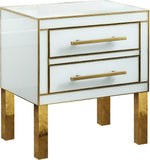 Gigi Contemporary Side Table with Gold Stainless Steel Legs & White Glass, Stylish Storage Solution