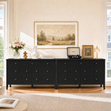 53.2" W Wholesale 7-Drawer Fluted Dresser, Black/Blue/Beige