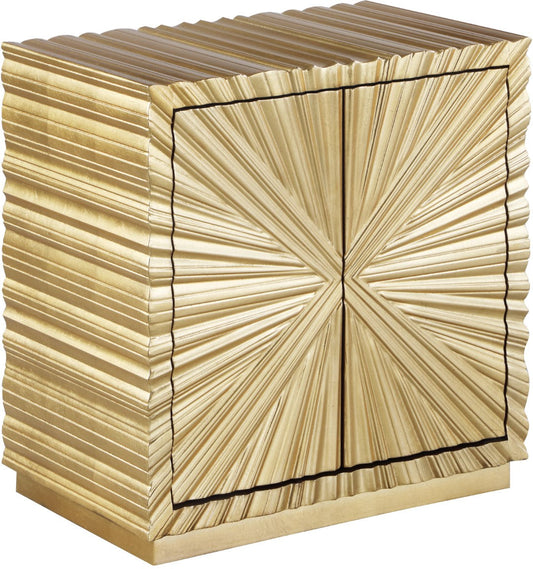 Golda Gold Leaf Side Table - Chic Hand-Carved Starburst Design for Modern Décor, 24" W x 16" D x 26" H