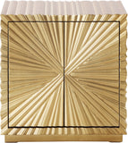 Golda Gold Leaf Side Table - Chic Hand-Carved Starburst Design for Modern Décor, 24" W x 16" D x 26" H