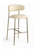 Lupita - Vegan Leather Upholstered Bar Stool (Set of 2) - Cream / Brushed Gold