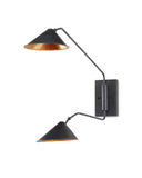 Serpa Black Double Swing-Arm Wall Sconce