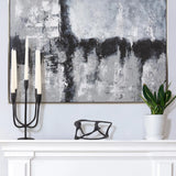 Asher Sculpted Cast Aluminum Five Arm Candle Holder- Ebony
