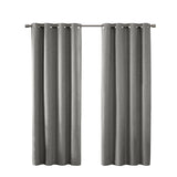 Grey Printed Heathered Blackout Grommet Top Curtain (Single)