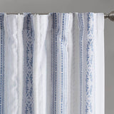 Tufted Stripe Printed Light Filtering Curtain Panel, Navy