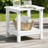 White Hdpe 2‑Tier Indoor & Outdoor Side Accent Table
