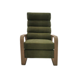 Mid-Century Wood Framed Push Back Recliner, Green*