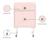 Lia Contemporary Side Table with Gold Trim and Acrylic Legs - Stylish Storage for Modern Decor