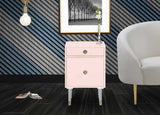 Lia Contemporary Side Table with Gold Trim and Acrylic Legs - Stylish Storage for Modern Decor