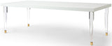 Bethany Contemporary Dining Table with Glossy Finish and Clear Acrylic Legs for Elegant Spaces