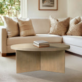 Round Starburst Reclaimed Greige Modern Coffee Table