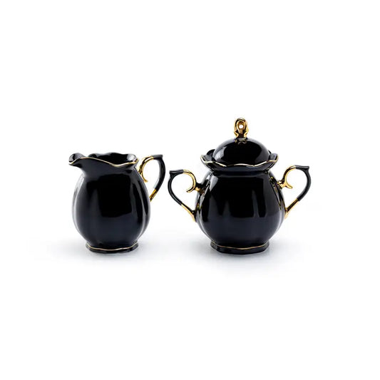 Grace Teaware Black Gold Sugar & Creamer Set