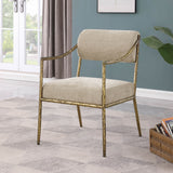 Bastille - Upholstered Dining Arm Chair (Set of 2) - Brass Frame