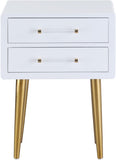 Zane Elegant White Lacquer Side Table with Gold Legs & Acrylic Handles for Contemporary Spaces