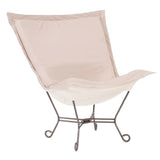 Patio Scroll Puff Chair Seascape Sand Titanium Frame