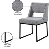 Jayce Modern Dining Chair Set of 2 - Plush Upholstered with Stylish Matte Black Iron Base for Comfort