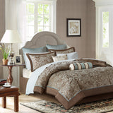 Paisley 12-Piece Complete Comforter Set and Sheet Set, Taupe