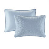 3 Piece Reversible Cottage Quilt Set, Blue