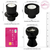 Black Ribbed Glass Candle Holder Set of 6