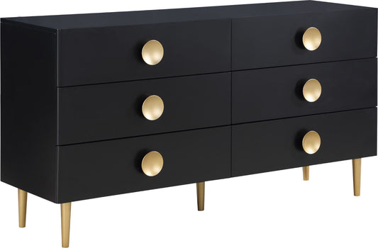 Zayne Engineered Wood Contemporary Dresser with Elegant Gold Accents for Modern Home Décor