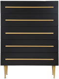 Marisol Black Chest - Elegant Modern Bedroom Storage with Gold Accents and Durable Wood Design