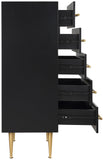 Marisol Black Chest - Elegant Modern Bedroom Storage with Gold Accents and Durable Wood Design