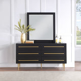 Marisol Black Dresser - Contemporary Elegance with Brushed Gold Accents for Modern Bedrooms