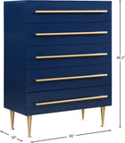 Marisol Contemporary Chest with Rich Black Finish and Stylish Brushed Gold Metal Accents 36"W