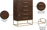 Maxine Contemporary Engineered Wood Chest with Rich Black Finish and Stylish Brushed Gold Accents