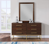 Maxine Contemporary Mirror with Rich Black Finish and Brushed Gold Accents for Elegant Decor