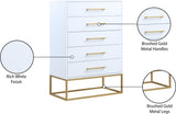 Maxine Contemporary Engineered Wood Chest with Rich Black Finish and Stylish Brushed Gold Accents