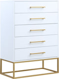 Maxine Contemporary Engineered Wood Chest with Rich Black Finish and Stylish Brushed Gold Accents