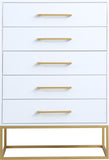 Maxine Contemporary Engineered Wood Chest with Rich Black Finish and Stylish Brushed Gold Accents
