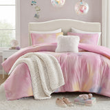 Watercolor Tie Dye Comforter Set with Throw Pillow, Pink
