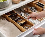 DrawerStore™ Bamboo Compact Cutlery Organiser