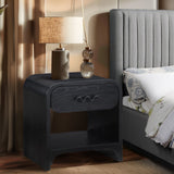 Hayes Night Stand - Sleek Ash Wood Veneer Table with Matte Handle for Contemporary Home Elegance