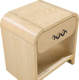 Hayes Night Stand - Sleek Ash Wood Veneer Table with Matte Handle for Contemporary Home Elegance