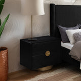 Wade Night Stand - Elegant Oak Veneer Side Table with Brushed Brass Base for Contemporary Style