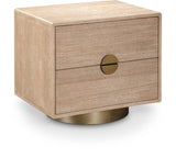 Wade Night Stand - Elegant Oak Veneer Side Table with Brushed Brass Base for Contemporary Style