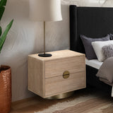 Wade Night Stand - Elegant Oak Veneer Side Table with Brushed Brass Base for Contemporary Style