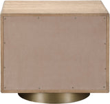 Wade Night Stand - Elegant Oak Veneer Side Table with Brushed Brass Base for Contemporary Style