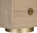 Wade Night Stand - Elegant Oak Veneer Side Table with Brushed Brass Base for Contemporary Style