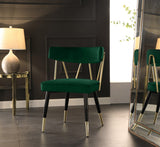 Rheingold Contemporary Dining Chair Set of 2 - Elegant Velvet Upholstery with Stylish Gold Accents