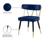 Rheingold Contemporary Dining Chair Set of 2 - Elegant Velvet Upholstery with Stylish Gold Accents