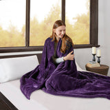 Heated Plush and Berber Electric Bedding Blanket, Purple