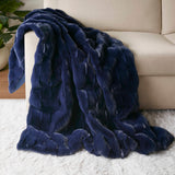 Faux Fur Velvet Throw Blanket 50x60", Navy
