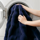 Faux Fur Velvet Throw Blanket 50x60", Navy