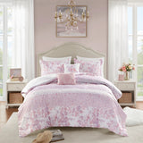 Modern Floral Paisley Comforter Set, Pink