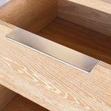 Oakwood Mid Century Nightstand - Solid White Oak, Cerused Finish, Custom Brass & Chrome Handles